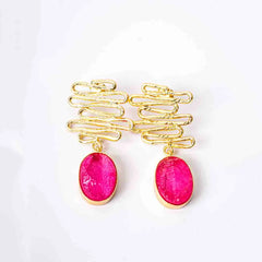 Textured Golden Druzzy Stone Drop Earrings