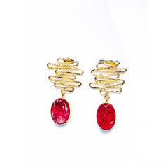 Textured Golden Druzzy Stone Drop Earrings