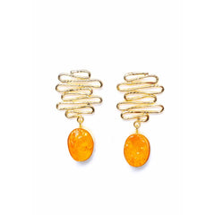 Textured Golden Druzzy Stone Drop Earrings