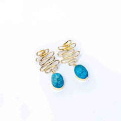 Textured Golden Druzzy Stone Drop Earrings