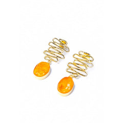 Textured Golden Druzzy Stone Drop Earrings