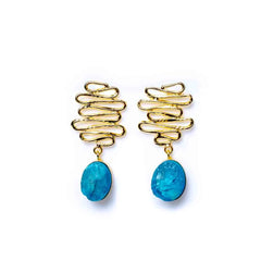 Textured Golden Druzzy Stone Drop Earrings