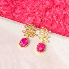 Textured Golden Druzzy Stone Drop Earrings