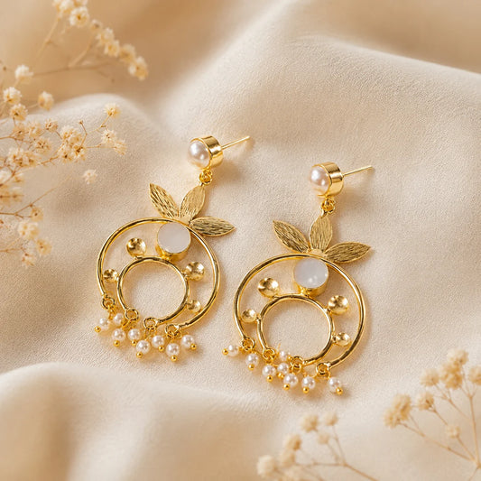 Traditional Filigree Frame Pearl Mogra Earrings
