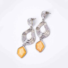 Asymetrical Resin Stoned Drop Earrings
