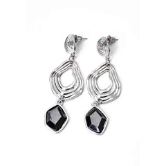 Asymetrical Resin Stoned Drop Earrings