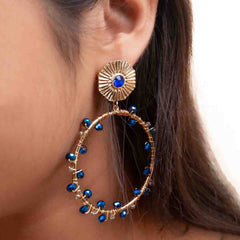 Golden Chic Beaded Round Drop Earrings