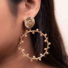 Golden Chic Beaded Round Drop Earrings