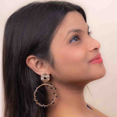 Golden Chic Beaded Round Drop Earrings