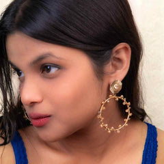 Golden Chic Beaded Round Drop Earrings