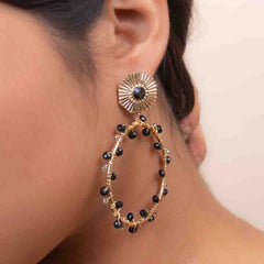 Golden Chic Beaded Round Drop Earrings