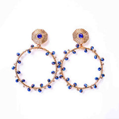 Golden Chic Beaded Round Drop Earrings