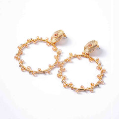 Golden Chic Beaded Round Drop Earrings