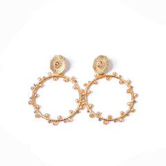 Golden Chic Beaded Round Drop Earrings