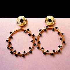 Golden Chic Beaded Round Drop Earrings
