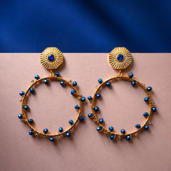 Golden Chic Beaded Round Drop Earrings