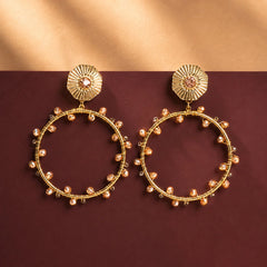 Golden Chic Beaded Round Drop Earrings