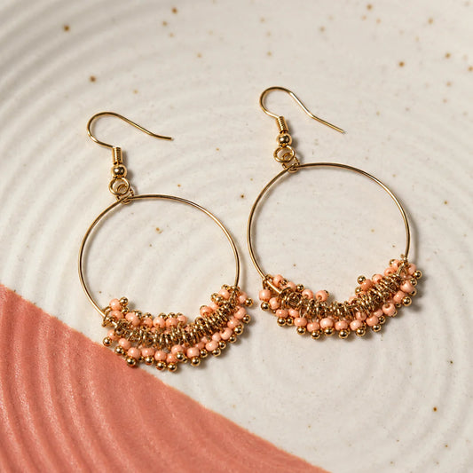 Circular Beaded Hoop Earrings