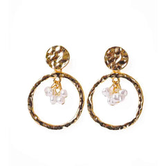 Golden Textured Pearl Earrings