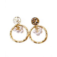 Golden Textured Pearl Earrings