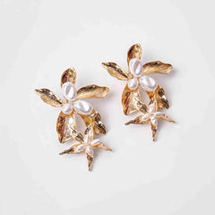 Floral Embellished Pearl Drop Earrings