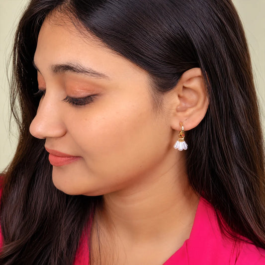Small Pearl C-Hoop Earrings