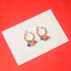 Tube Hoop Beaded Charm Earrings