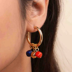 Tube Hoop Beaded Charm Earrings