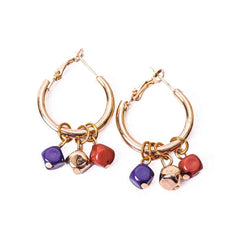 Tube Hoop Beaded Charm Earrings