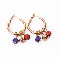 Tube Hoop Beaded Charm Earrings