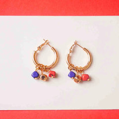 Tube Hoop Beaded Charm Earrings