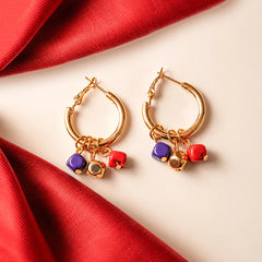 Tube Hoop Beaded Charm Earrings
