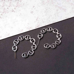 Silver Link Hoop Earrings