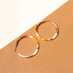 Circular Rustic Enameled Open Hoop Earrings