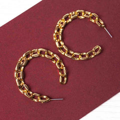 Circular Link Chain Hoop Earrings