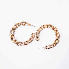 Circular Link Chain Hoop Earrings