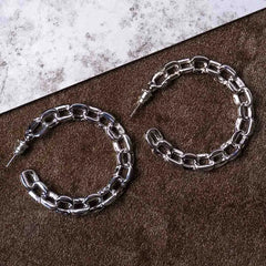 Circular Link Chain Hoop Earrings