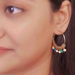Circular Multicolour Bead Hoop Earrings