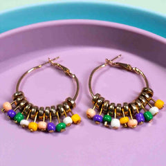 Circular Multicolour Bead Hoop Earrings