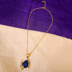 Ornate Blue Stone Pendant Necklace