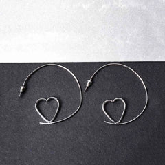 Heart Shaped Round Hoop Earrings