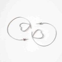 Heart Shaped Round Hoop Earrings
