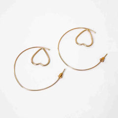 Heart Shaped Round Hoop Earrings