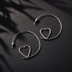 Heart Shaped Round Hoop Earrings