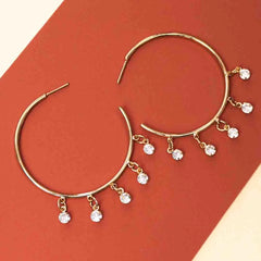 Gold Toned Circular Open Hoop Earrings
