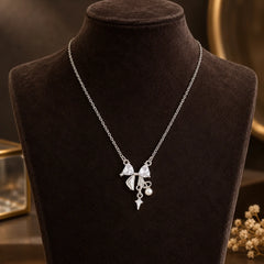 Crystal Bow Charm Necklace