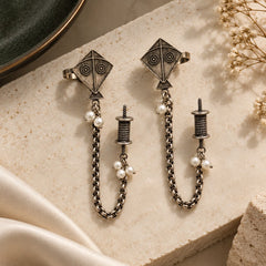 Silver Kite Cuff Earrings