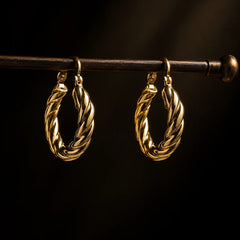 Twisted Gold Hoop Earrings - 18K Gold Plated