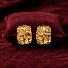 Crinkled Statement Stud Earrings - 18K Gold Plated