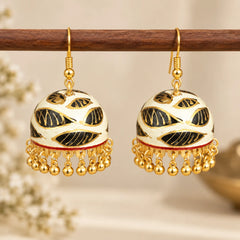 Royal Leaf Meenakari Jhumka